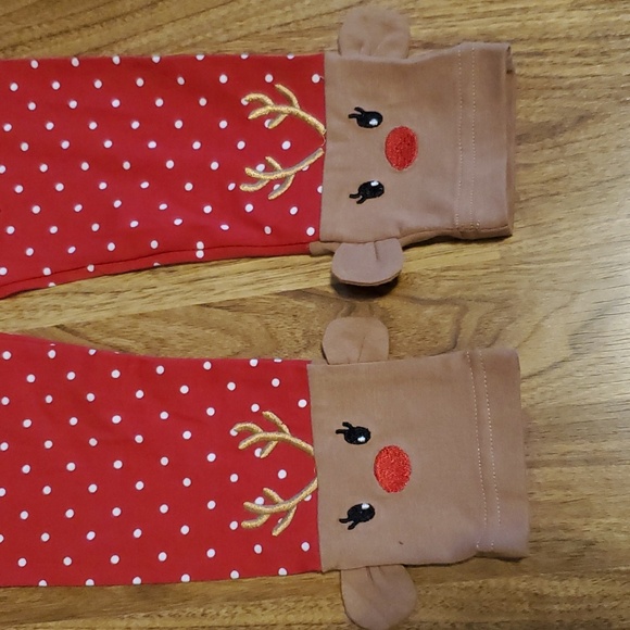 Little Lass NWT Christmas Holiday Outfit Reindeer Rudolph Candy Cane - Picture 5 of 11